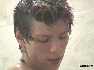 BeddableBoys: Kayl ORiley Plays With His Cock In the Shower And Hits The Couch Hard