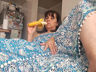 Stepmom in Armchair Touching Her Pussy