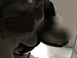 Petite girl pees in public toilet, revealing her hairy pussy