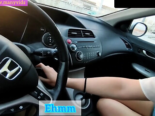 Teen gets public car blowjob and swallows
