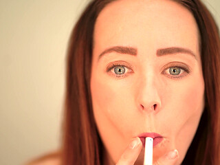 Close up Smoking - Sexy Lip & Smoke Tease