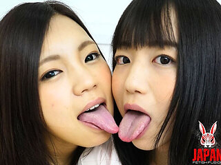 french kiss temptations: a sensual encounter of long tongues in lesbian tongue- piston- kissing