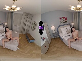 Petite Roxy gets naked and pleases herself with solo sex