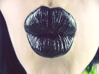 Kisses from black shiny lips ASMR JOI