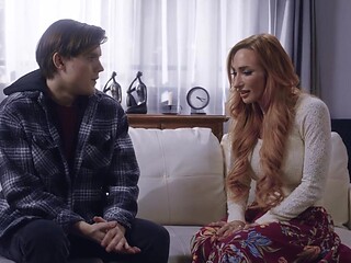 Redheaded MILF Sophia Locke gets her massive fakes titties sucked by Tyler Cruise in HD