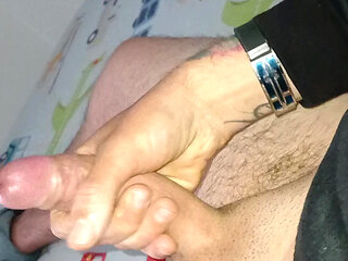 Masturbating until I get all the milk out of this long and thick cock