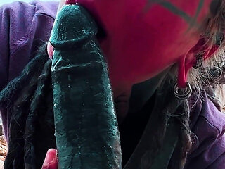 Public Blowjob and Big Load of Cum on Face