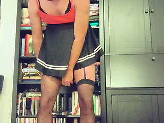 Chastity sissy humiliation - anal hook attached to ceiling