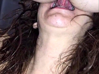 The whore licks her anus