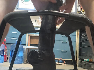 Hankeys dildos on my bouncy dildo chair