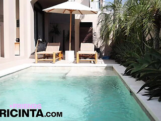 Putri Cinta Playfully Bending Over At the Poolside Ready to Be Fucked