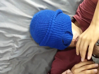 Latin Twink Kneels and Swallows Everything From Muscular Gym Male