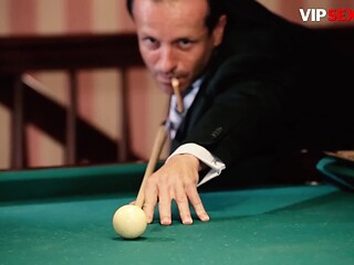 Czech redhead Kattie Gold gets fucked on the pool table