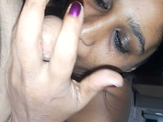 Busty Indian MILF footjob and blowjob