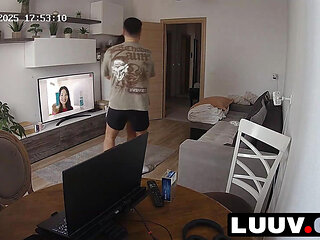 LUUV. The first little argument of lovers on a home camera