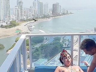 Horny Pregnant Woman Gets Fucked Hard on the Balcony