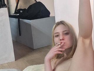 Pee Smoking Anal Fingering - Blonde Petite