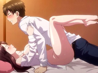 MILF agent initiates hard bedroom sex with younger colleague  Dubbed Uncensored