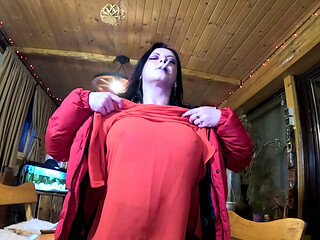 Cigar Blowjob & Ripped Pantyhose - Pussy Massage & Cum on My Downjacket