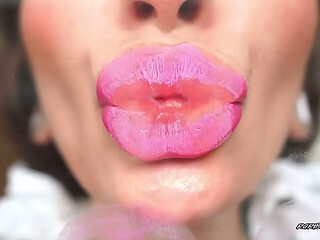 Shiny Metallic Pink kiss and and spit kisses