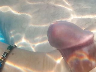 My Girlfriend plays with my ass and cock under water