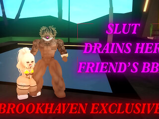 Slutty Friend Lia DRAINS My BBC By The Pool (ROBLOX BROOKHAVEN)
