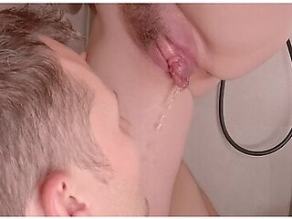 Getting Pissed On From Pumped Pussy Before I Fuck It. Soft, Swollen Pussy