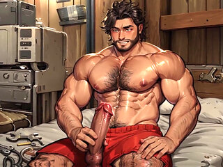 Hairy Burly Men in Garage Ai Porn