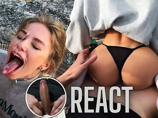 React: Young Cheerleaders Love Sperm Breeze on the Beach  - Lis Evans &amp_ Spirite Moon