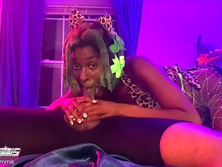 Petite Ebony Furry Wants To Swallow Cum With Her Two Tongues!