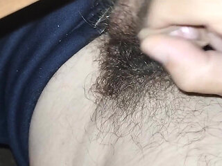 Masturbation with hairy cock