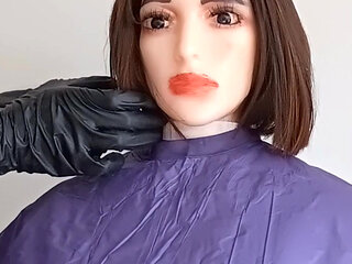 Busty babe vinyl shampoo fetish salon cape play