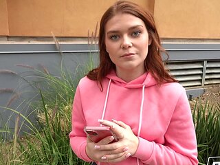 Hot redhead Katerina Deville gets covered in cum