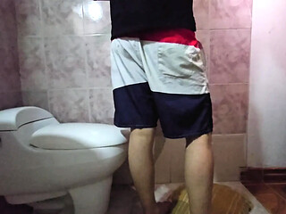 Public Toilet Threesome with Stepbrother