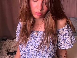 Big Dick Trans Girl in Cute Dress Cums a Lot From Vibrator
