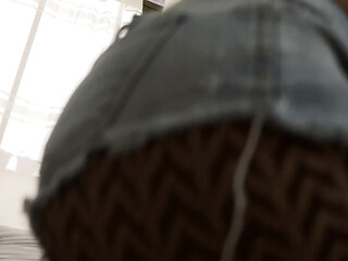 Tiny man nearly crushed by huge booty