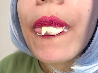 mouth and lips I eat and suck the ice cream