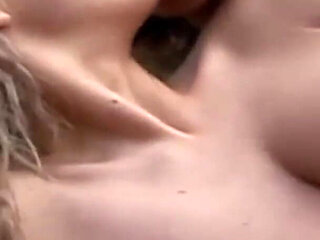 Busty blonde babe is bouncing on guy's big cock