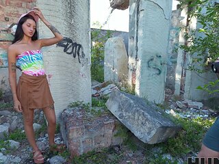 Skinny brunette Eva Tender gets fucked in pov by her boyfriend
