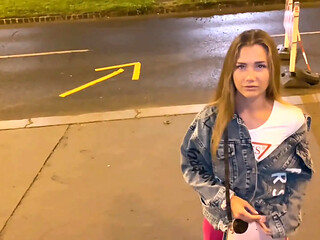 Hot Russian MILFs and teens enjoy a messy street blowjob