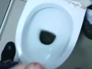 Jerking off in the toilet and cumming
