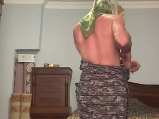 My stepmother is trying on clothes.