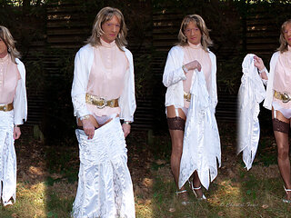 Naughty Outdoor Fashion Show In Nylon Stockings