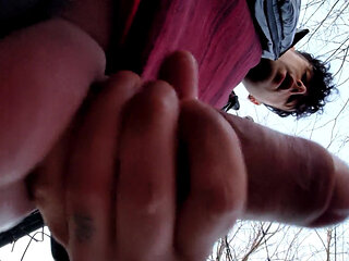 Twink Big Balls Close up and Cumshot Outdoors