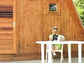 German Blonde Amateur Sucks and Rides Two Cocks Outdoors