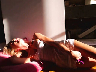 Skinny Belgian MILF Lolacam Masturbates in Nightie with Vibrator