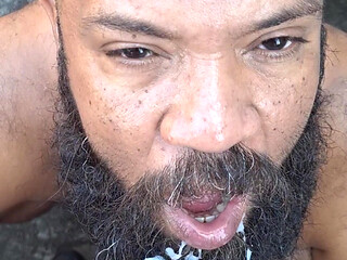 Cum in his mouth and beard. Compiled of cumshots.