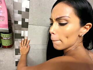 Hot Brunette Teases Him With Her Perfect Big Tits - Lana Myers