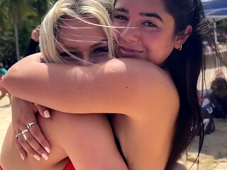Two blonde babes in a lesbian action involving a dildo