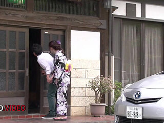 Kimono babe fucked hard and made to swallow big time